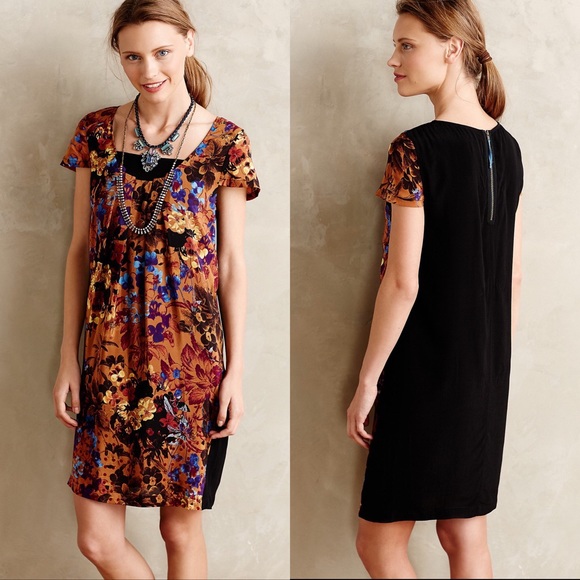 Anthro Maeve 100% Silk Pintura Watercolor Shift M - Picture 2 of 8